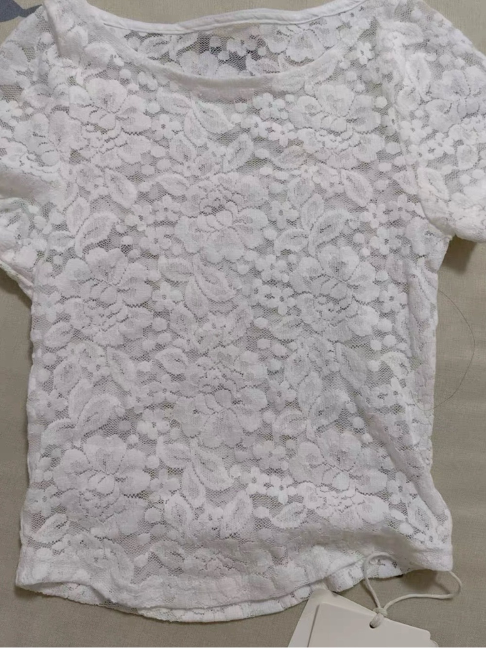 White Lace Short Sleeve Tee